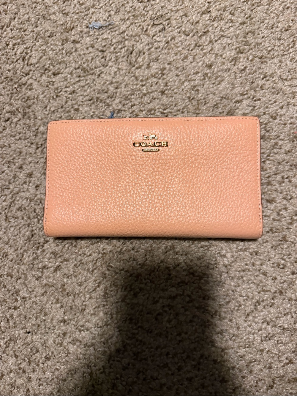 Coach Pebbled Leather Continental Wallet - Peach